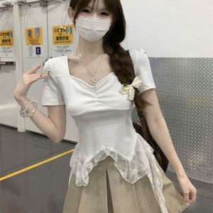 Cute Lace Trimmed White Top