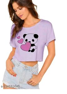 Cute Panda Heart Crop Top