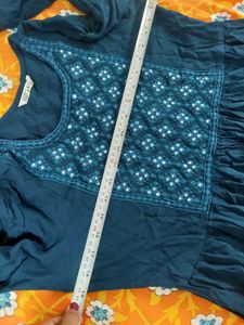 Navy Blue Embroidered Kurta