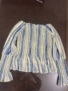 Striped Smocked Off-Shoulder Top