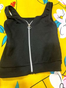 Black Zipper Corset Crop Top