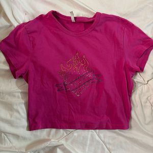 y2k crop top with rhinestone design