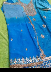Elegant Blue Embroidered Kurta Set
