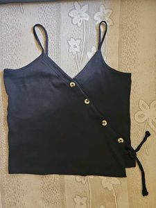 Black Cami Top with Buttons