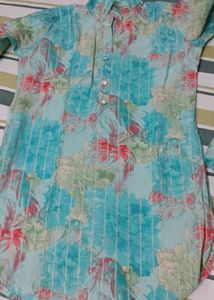 Blue Floral Print Kurta