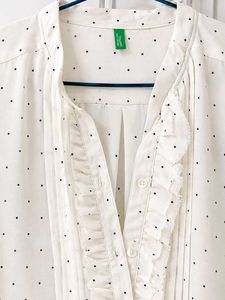 United Colors of Benetton Chic Polka Dot RuffleTop