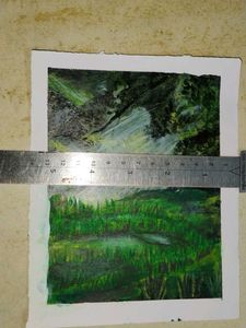 Handmade landscape painting with acrylic colours
