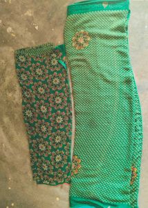 Green Saree With Blouse Piece