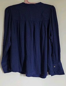 Elegant Navy Blue Textured Blouse