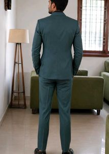 Premium Teal Green Double-Breasted Coat Pant Suit