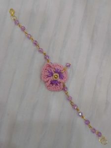 Crochet Flower Crystal Beaded Bracelet