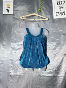 Sparkly Blue Draped Top