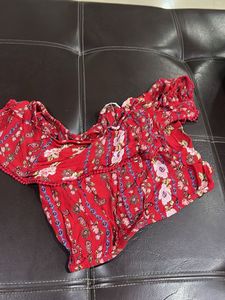 Red Floral Off-Shoulder Top