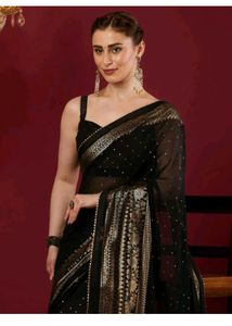 Elegant Black &amp; Gold Saree