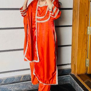 Vibrant Orange Kurta Set with Dupatta