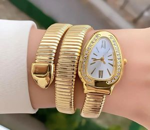 Elegant Gold Snake Wrap Watch