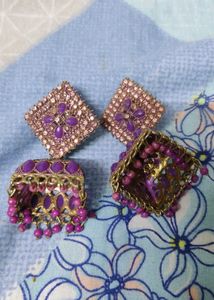 Purple Jhumka Earrings