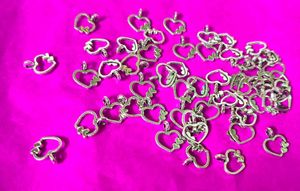 Heart Silver Metal Charms 10 pic Pendants