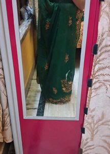 Embroidered Emerald Green Saree