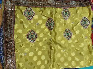 Elegant Yellow Polka Dot Saree