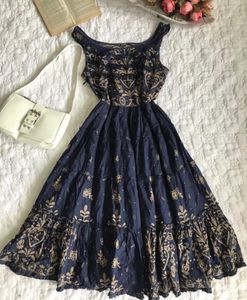 Boho Navy Floral Tiered Midi Dress