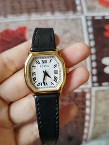 Classic Black Leather Strap Watch