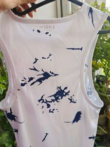 Shein White Abstract Print Tank Top