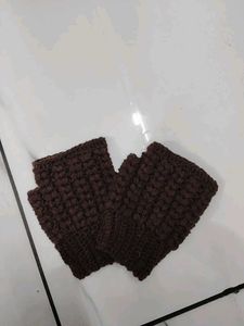 Handmade Brown Crochet Fingerless Gloves