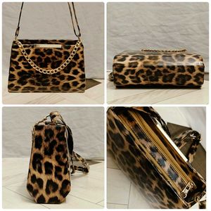 Leopard Print Chain Crossbody Bag