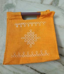 🟠2 Jute Tote Bag with rangoli