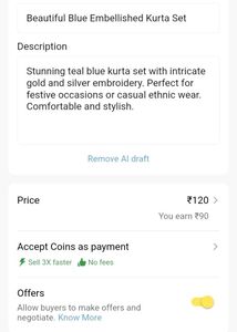 Beautiful Blue Embellished Kurta Set