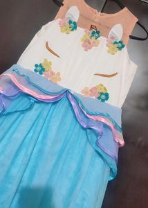 Multi Magical Unicorn Dress For 8- 10 Year Girl