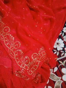 Stunning Red Embellished Saree