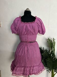 Lavender Eyelet Crop Top &amp; Skirt Set