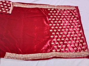 Red Velvet Embroidered Salwar Suit