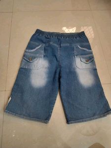 dark blue Denim Cropped Pants