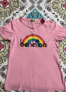 Benetton Pink Rainbow T-Shirt