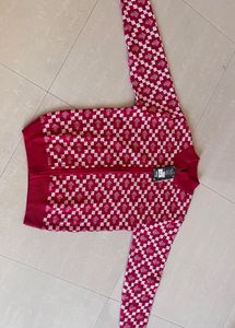 Patterned Zip-Up Cardigan