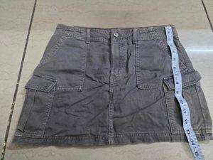 Gray Cargo Mini Skirt