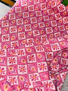 Pure Ikat Pink Printed Kurta