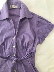 Chic Lavender Puff Sleeve Button-Up Top