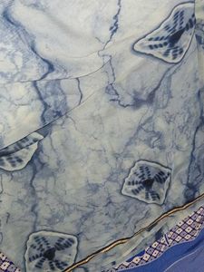 Stylish Blue Marble Print Saree