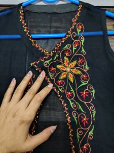 Black Embroidered Ethnic Vest