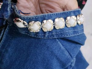 Denim shrug with Lace Trim