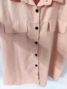Peach Button-Up Boxy Top