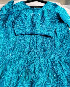 TURQUOIS BLUE HEAVY EMBROIDERED LEHENGA CHOLI SET