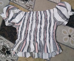 Chic Striped Peplum Top