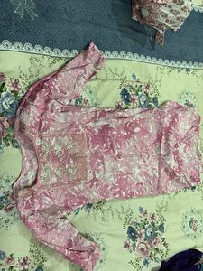Pink Floral Print Kurta