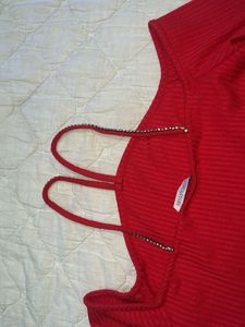 Chic Red Cold Shoulder Top