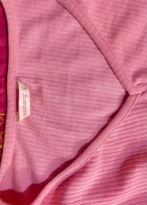 Ribbed Button-Up Pink Crop Top